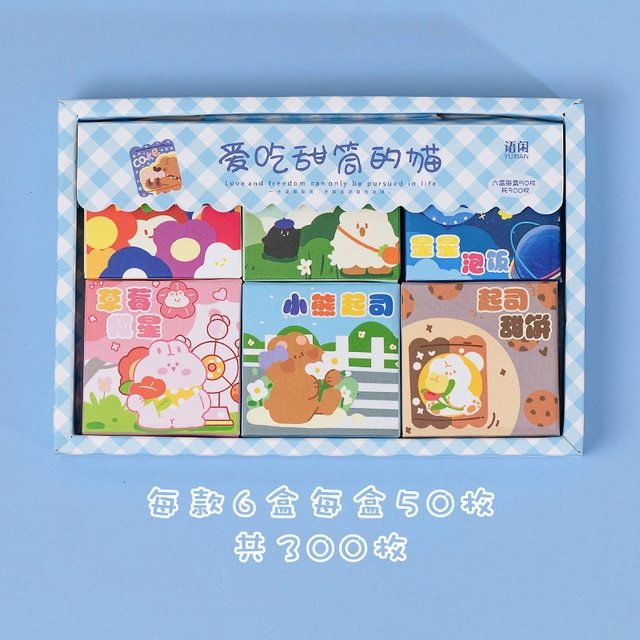 300pcs/box 6 Designs Cute Stickers for Bullet Journaling Scrapbooking kawaii-JournalTale