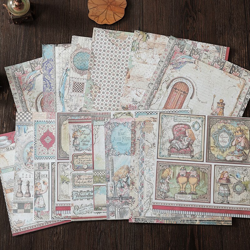 18PCS Vintage Large Size Alice's Adventures in Dream Paper-JournalTale