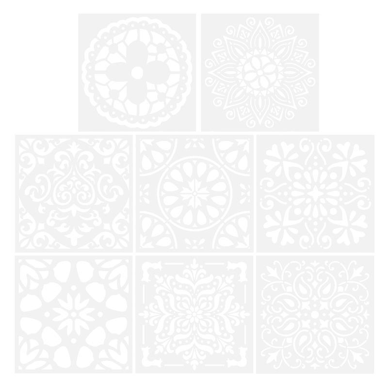Set of 8 Cutout Mandala Drawing Stencils-JournalTale