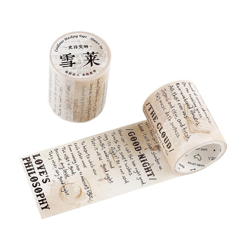 Vintage Washi Paper Text Tape Literary Poetry Adhesive Tape-JournalTale