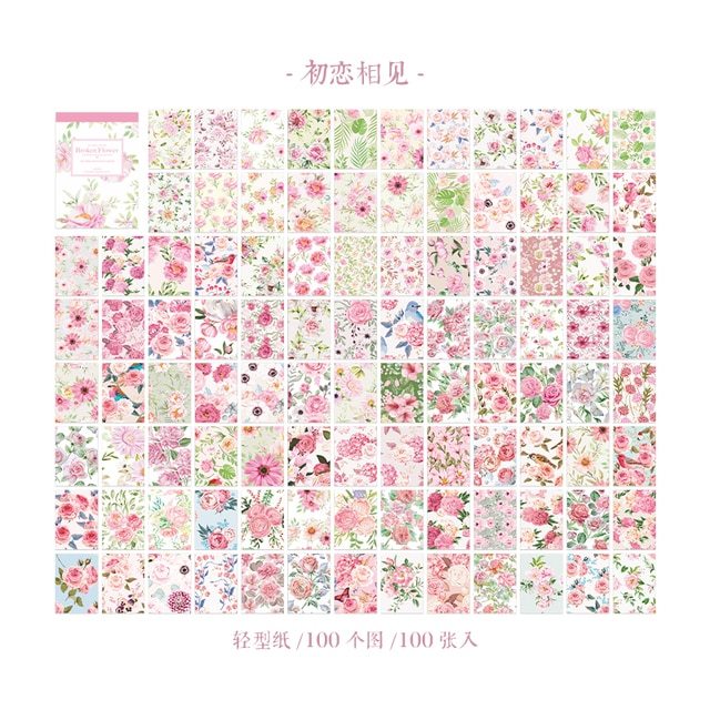 100 Unrepeated Patterns Aesthetic Flower Memo Pads-JournalTale