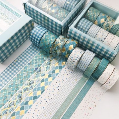 10 Pcs/Set Gold Stamping Washi Tape Box-Packed Masking Tape-JournalTale