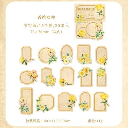 30pcs/lot Rose&#39;s Letter Stickers Rose Boarder Sticky-JournalTale
