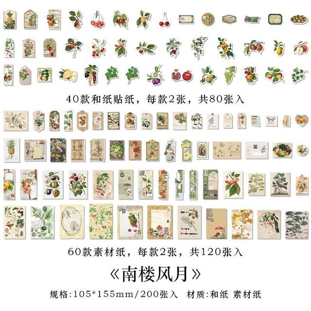 200pcs/lot Memo Pads Material Paper Vintage Plants-JournalTale