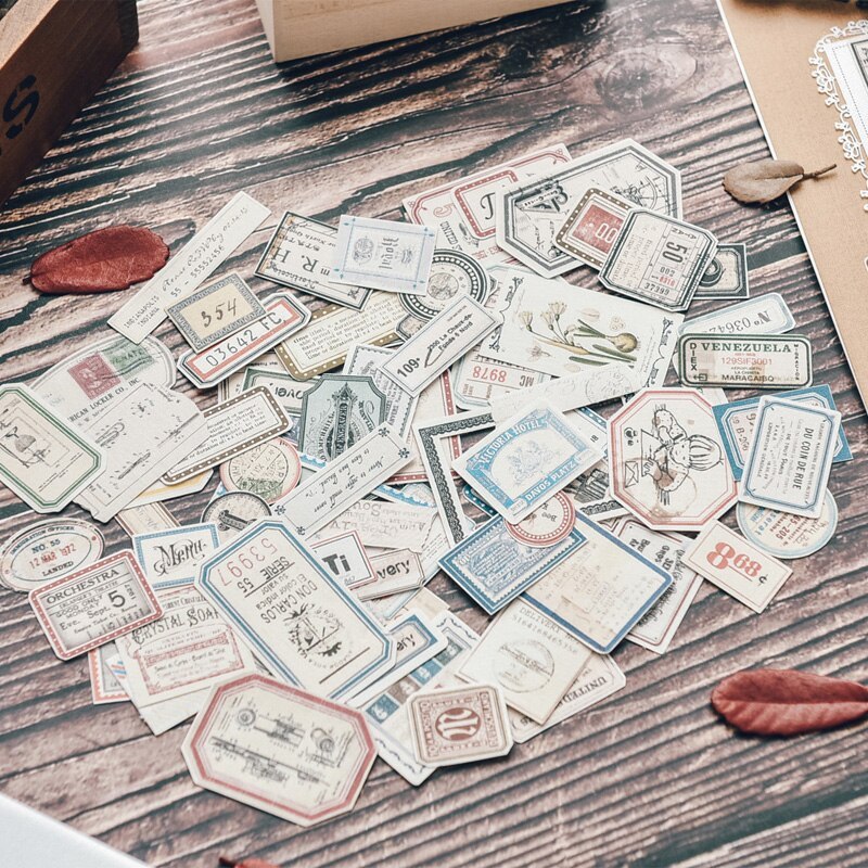 95 Pcs Iron Box Junk Journal Vintage Stickers-JournalTale
