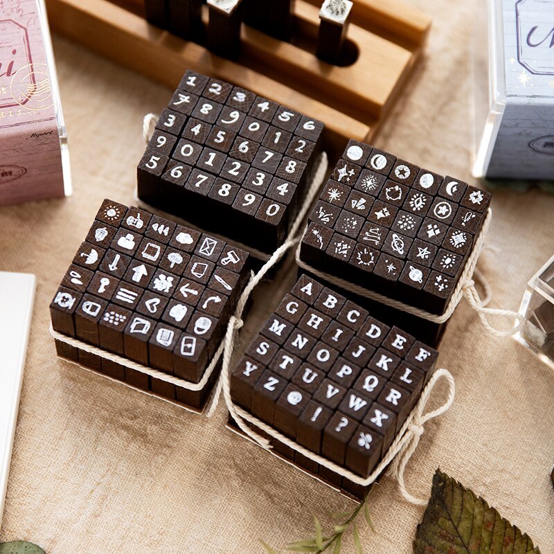 30pcs/box Cute Mini Wooden Rubber Stamp Set-JournalTale