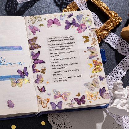 3pcs Colorful Butterfly PET Stickers Decorative Decals-JournalTale
