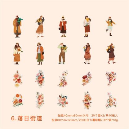 40pcs/1lot Scrapbook Sticker Vintage Flower Picking-JournalTale