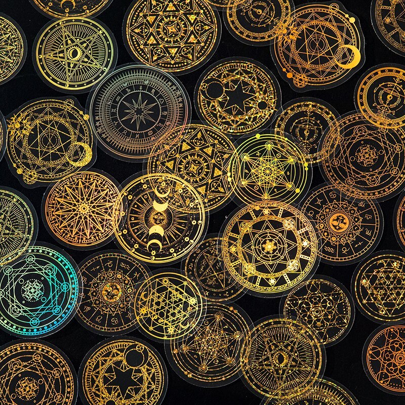 45pcs Flash Magic Astrolabe golden Laser Stickers-JournalTale