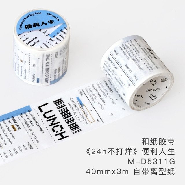 6 Styles Shop Receipt Masking Tape 40mm*3m-JournalTale