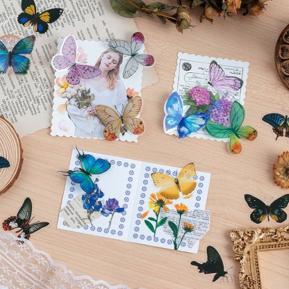 40pcs Color Butterfly Decorative Waterproof Stickers-JournalTale