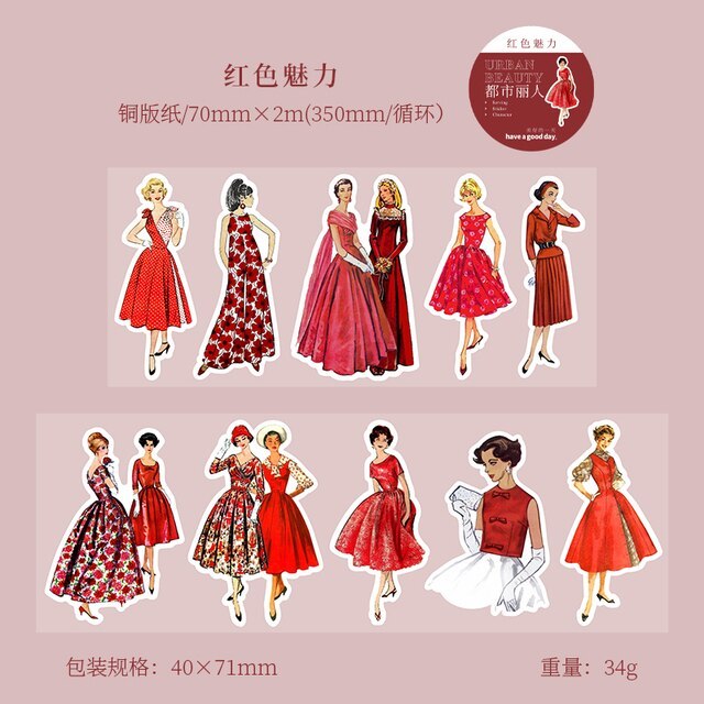 7cm x 2m Fashion Characters Transparent PET Tape-JournalTale