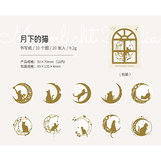 40pcs/1lot Scrapbook Sticker Moonlight Blacklia-JournalTale