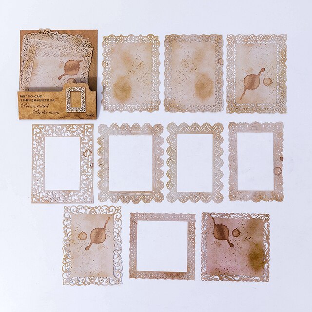 10 Pcs Coffee Dyed Butterfly Vintage Lace Craft Paper-JournalTale