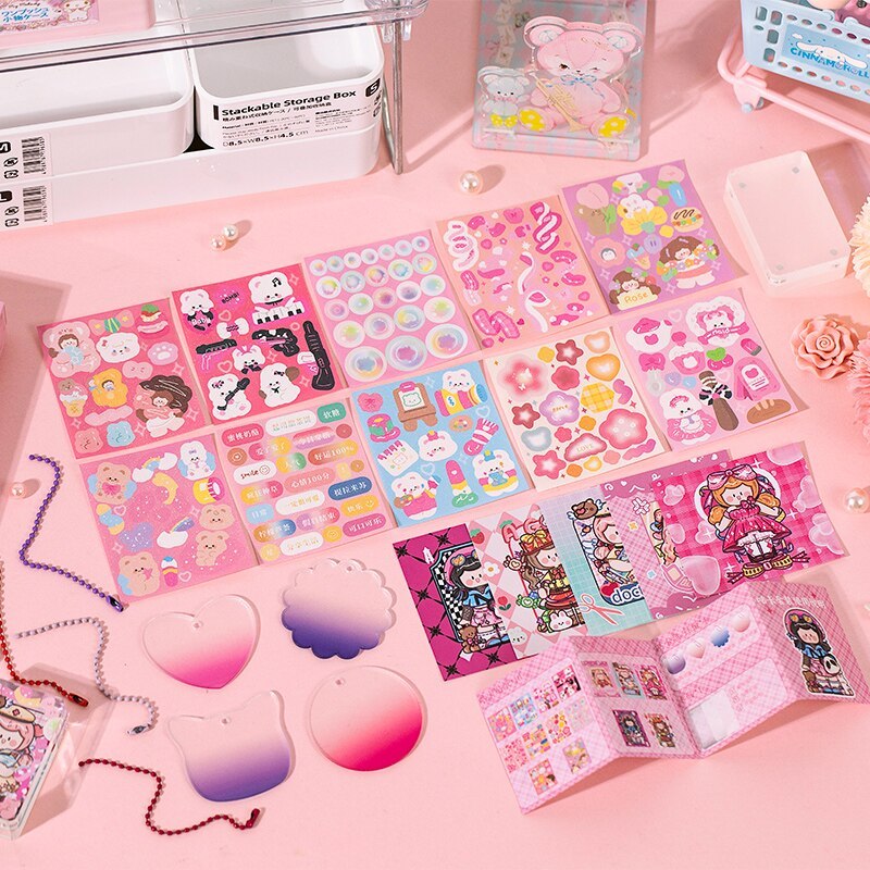 15pcs/lot Cute Sticker Guka Set Lovely Girl Adhensive Labels-JournalTale