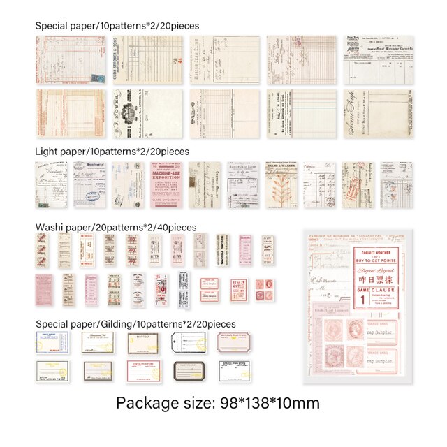 100pcs/pack Vintage Memo Paper Kit DIY Scrapbooking-JournalTale