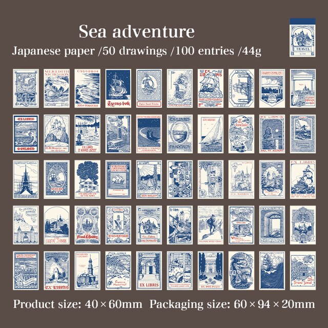 100 sheets Creative Adventure Travel Liabry Sticker Book-JournalTale