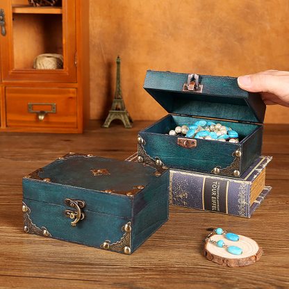 Decorative Wood Treasure Box Vintage Wooden-JournalTale