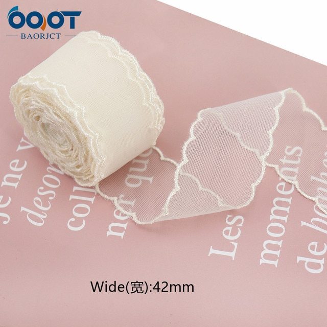 1Yards Mesh Embroidered Lace Ribbon-JournalTale