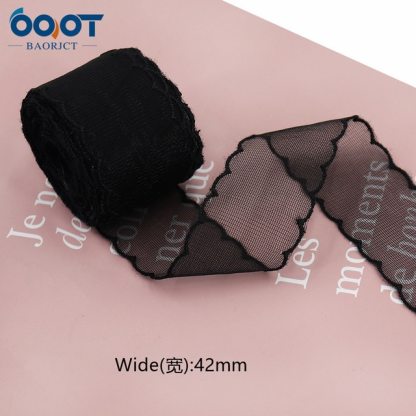 1Yards Mesh Embroidered Lace Ribbon-JournalTale