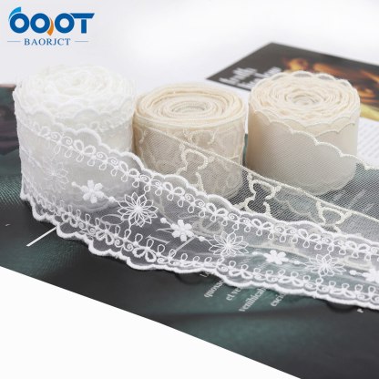 1Yards Mesh Embroidered Lace Ribbon-JournalTale