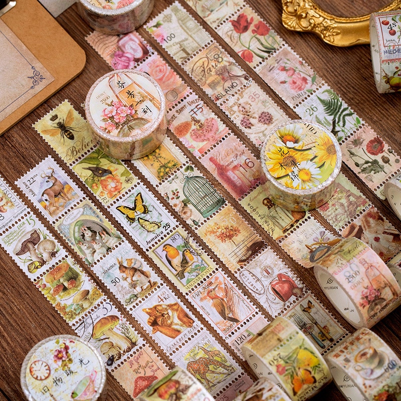 Fantastic Forest Series Vintage Stamp Washi Tape-JournalTale