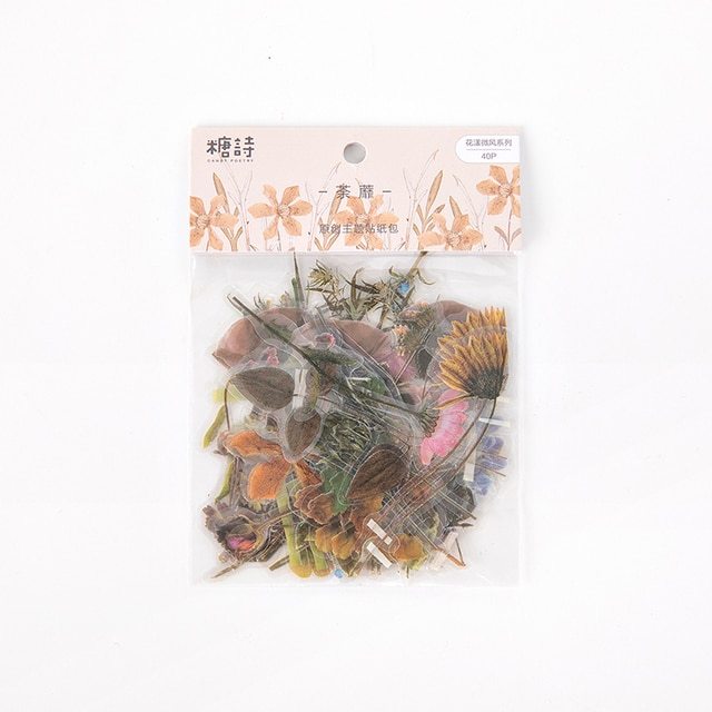 Flowers Sticker pack 40pcs Fresh Flower Plant Transparent-JournalTale