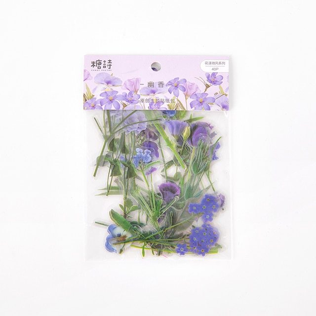 Flowers Sticker pack 40pcs Fresh Flower Plant Transparent-JournalTale