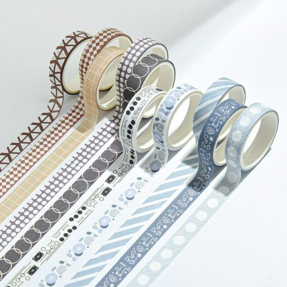 5pcs/set 10mmx2m Simple Grids Series Cute Washi Tape-JournalTale