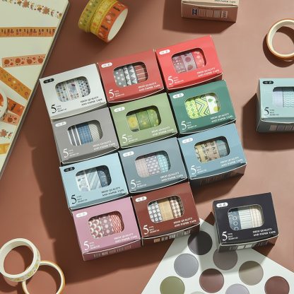 5pcs/set 10mmx2m Simple Grids Series Cute Washi Tape-JournalTale