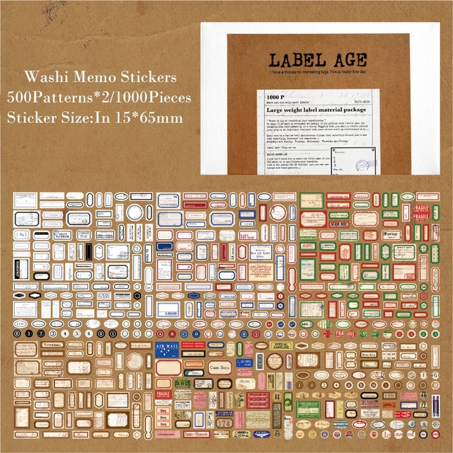 1000pcs/pack Vintage Label Stickers Set DIY Scrapbooking-JournalTale