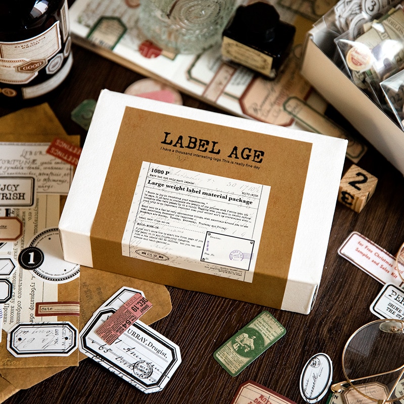 1000pcs/pack Vintage Label Stickers Set DIY Scrapbooking-JournalTale