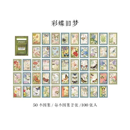 100pcs Vintage Stamps Sticky Paper for Phone Deco-JournalTale