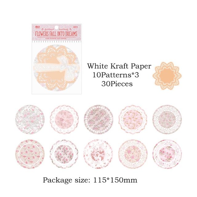 30pcs/pack Lace Materials White Kraft Paper-JournalTale