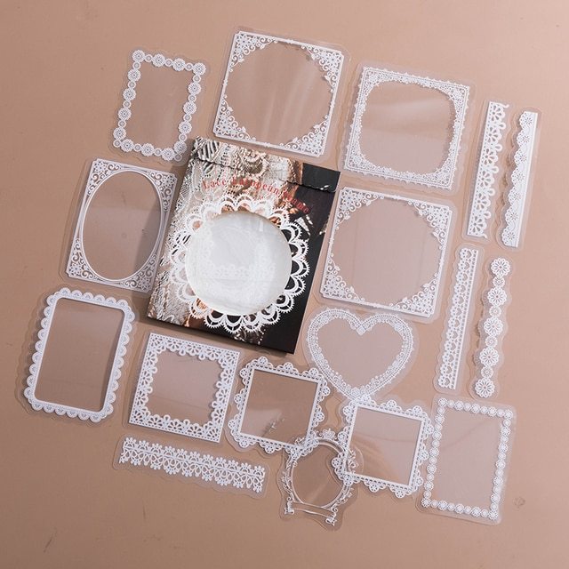 30pcs/pack PET Transparent Stickers Lace Series Scrapbook-JournalTale