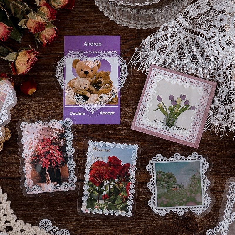 30pcs/pack PET Transparent Stickers Lace Series Scrapbook-JournalTale
