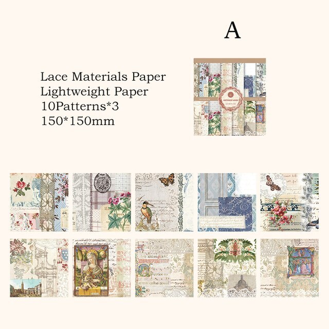 30sheets/pack Aesthetics Lace Decor Paper Light Paper-JournalTale