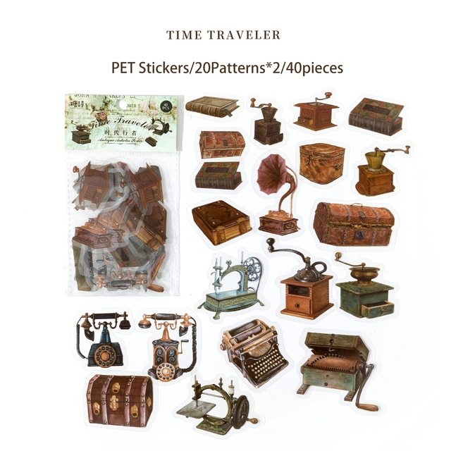 40pcs/pack Antique Style PET Stickers Decor Journal-JournalTale