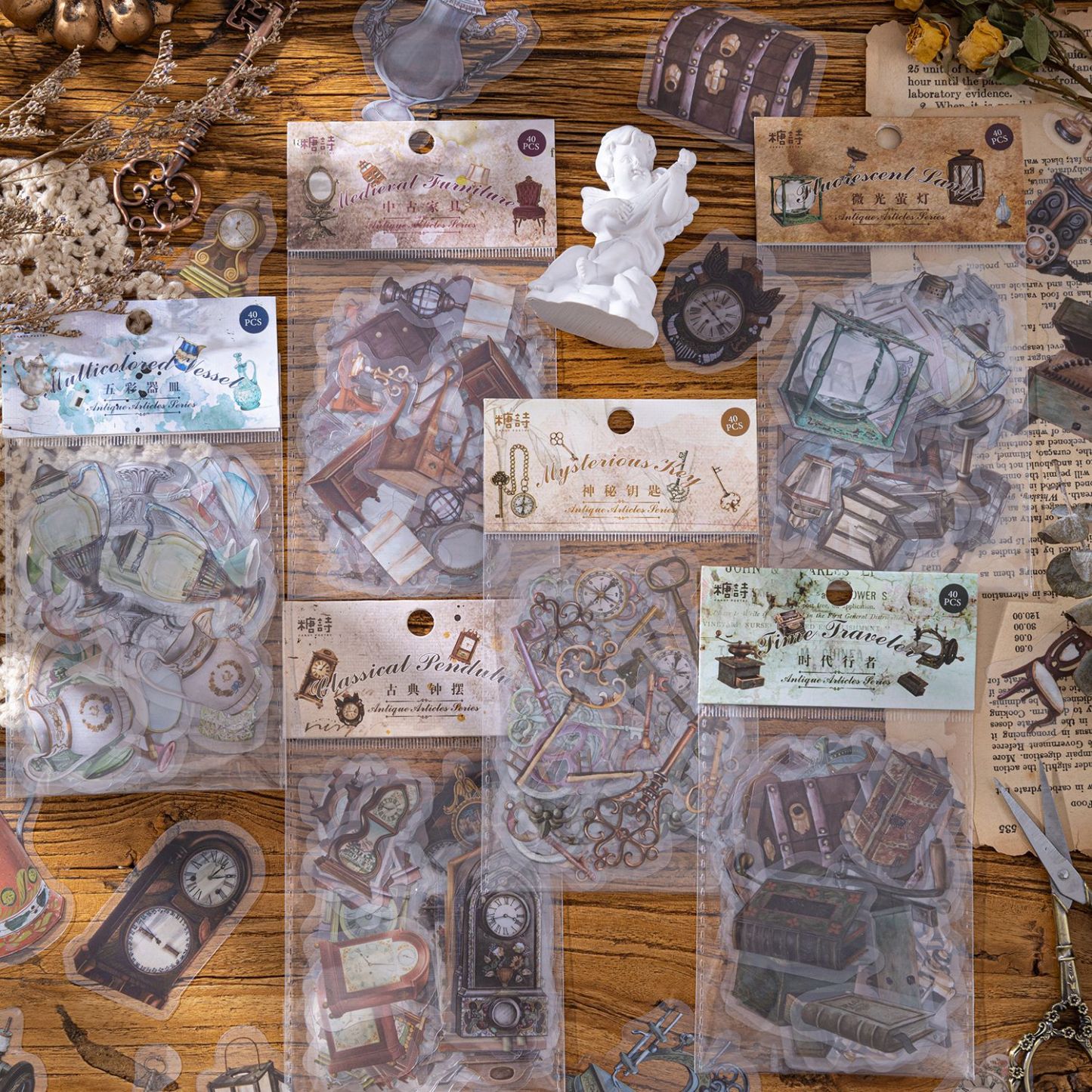 40pcs/pack Antique Style PET Stickers Decor Journal-JournalTale