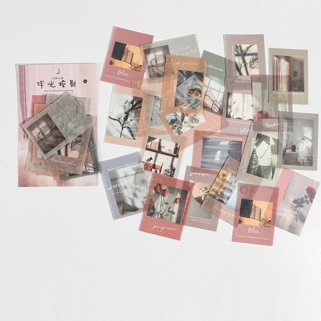 40pcs/pack Letter of Time Poetry Washi Paper Stickers-JournalTale
