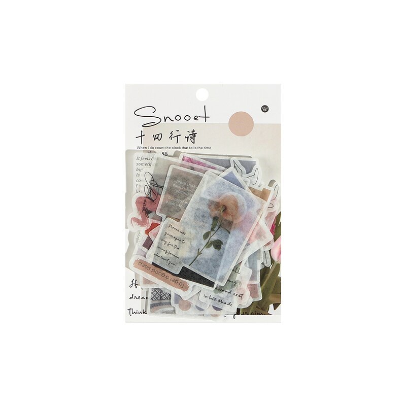 40pcs/pack Letter of Time Poetry Washi Paper Stickers-JournalTale