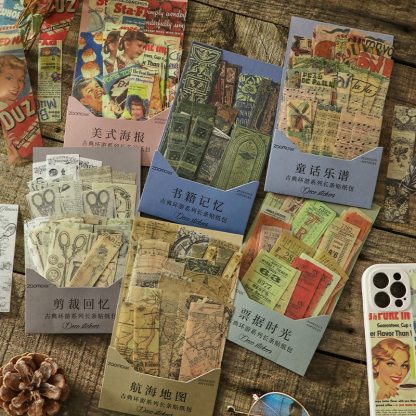 40pcs/pack Vintage Decor Stickers Kit for Junk Journal-JournalTale