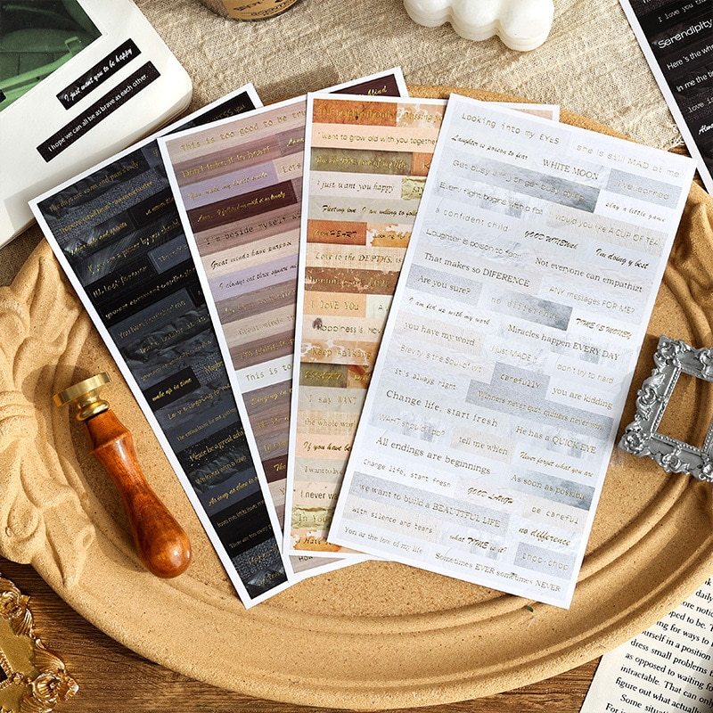 4pcs/pack Vintage Scrapbook Sticker Gold Foil Collage Journal-JournalTale