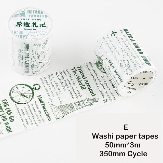 50mm*3m Vintage Letters Washi Paper Tapes-JournalTale