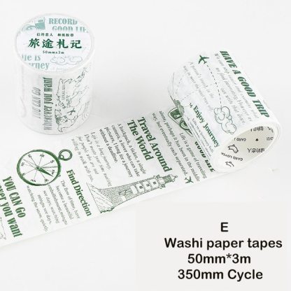 50mm*3m Vintage Letters Washi Paper Tapes-JournalTale