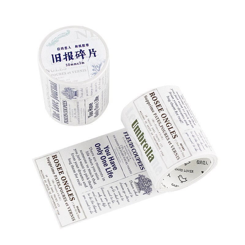 50mm*3m Vintage Letters Washi Paper Tapes-JournalTale