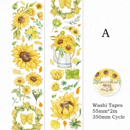55mm*2m Gold Foil Floral Tapes Washi Paper Sticker-JournalTale