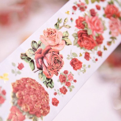 55mm*2m Gold Foil Floral Tapes Washi Paper Sticker-JournalTale