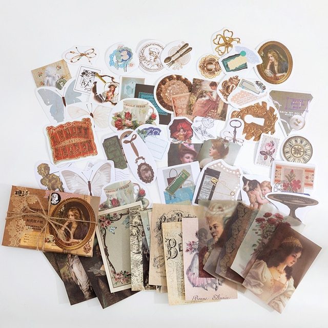60pcs/boxed Vintage Boxed Stickers for Scrapbooking-JournalTale