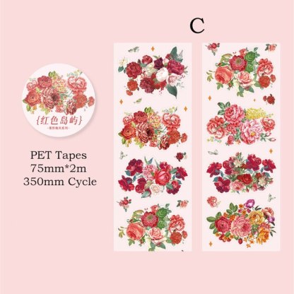 75mm*2m Aesthetics PET Tape Floral Tape DIY Scrapbooking Decor Tapes-JournalTale